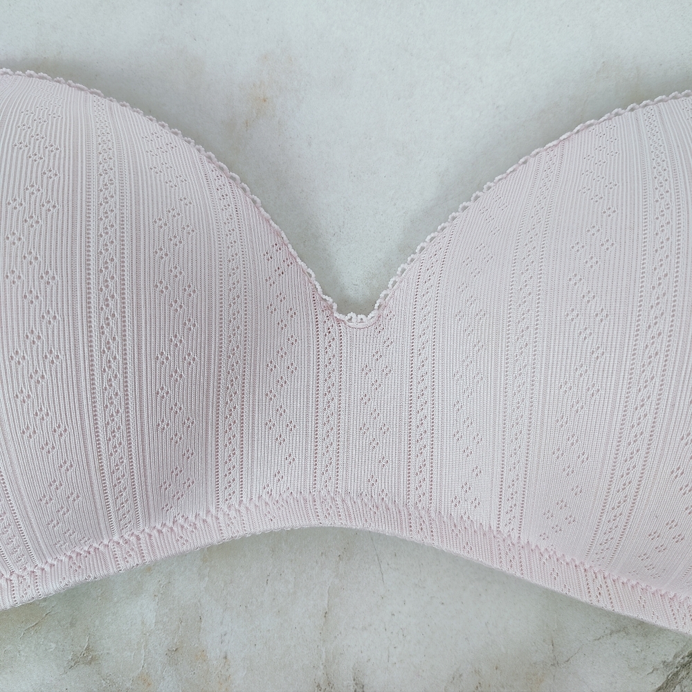 Carrie Amber Baby Pink Ribbed Wireless Nursing Bra, 38C - Picture 3 of 10